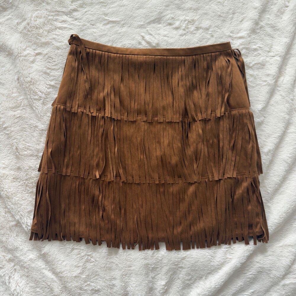 Universal Thread Brown Fringe mini skirt size 6/S